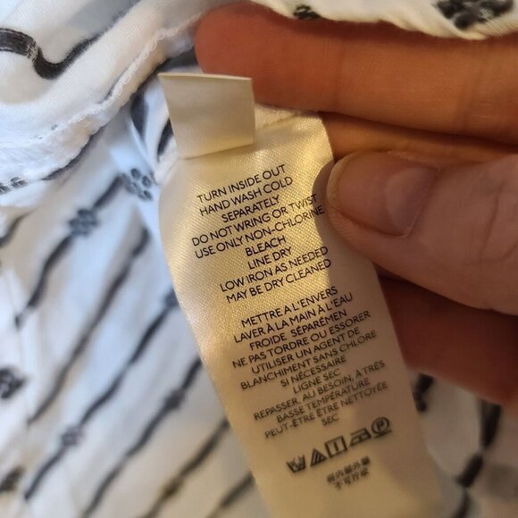 Maeve Anthropologie Clip Dot Relaxed Button‎ Down White Black Size Small - Picture 11 of 12